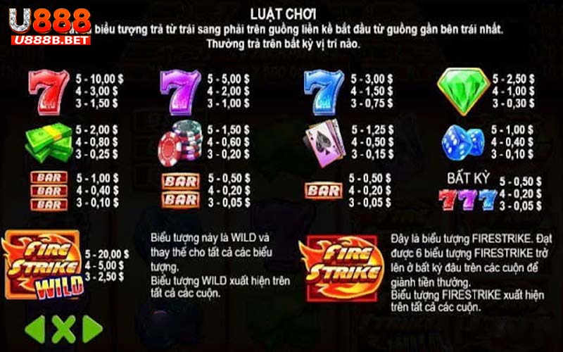 Tỷ lệ trả thưởng khi chơi kim cương ở nhà cái u888bet